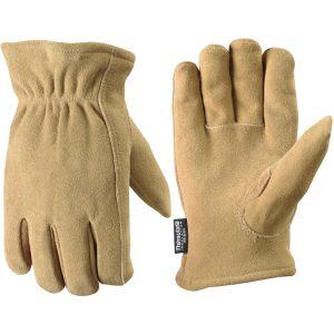 Men's Deerskin Full Split Leather Slip-On Winter Gloves